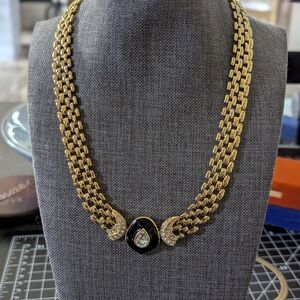 Trifari Gold and Black Statement Necklace